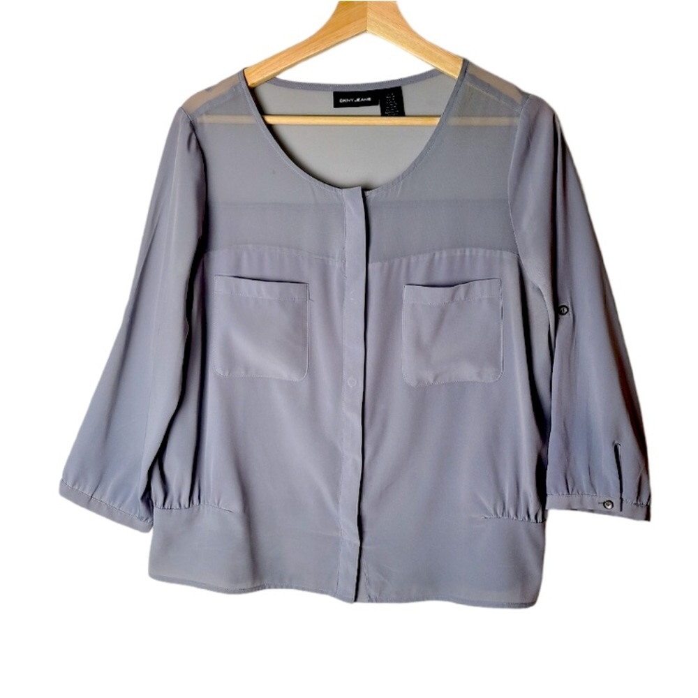 DKNY grey blouse size medium